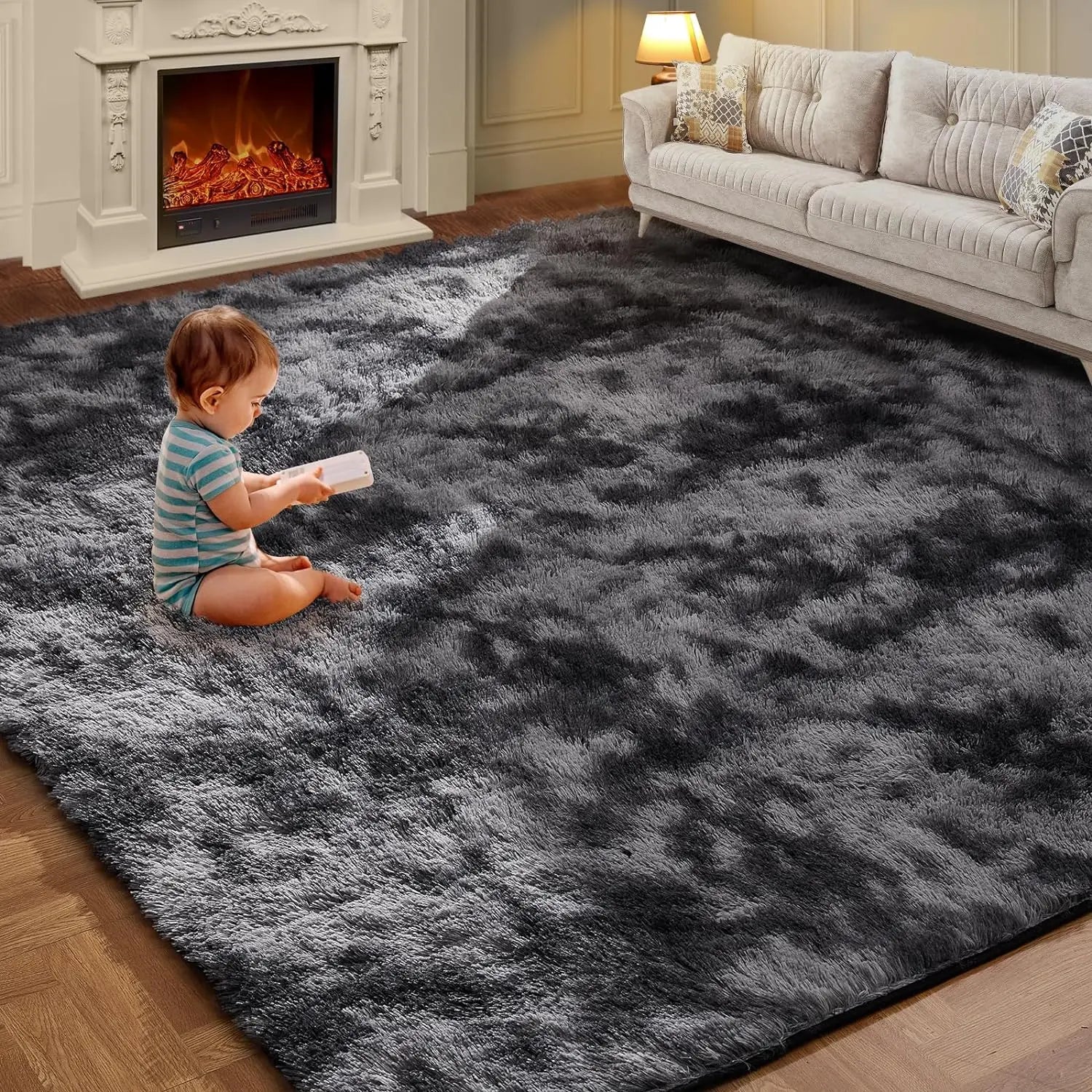 Tie-Dye Fluffy Plush Rug — Colorful, Cozy & Aesthetic