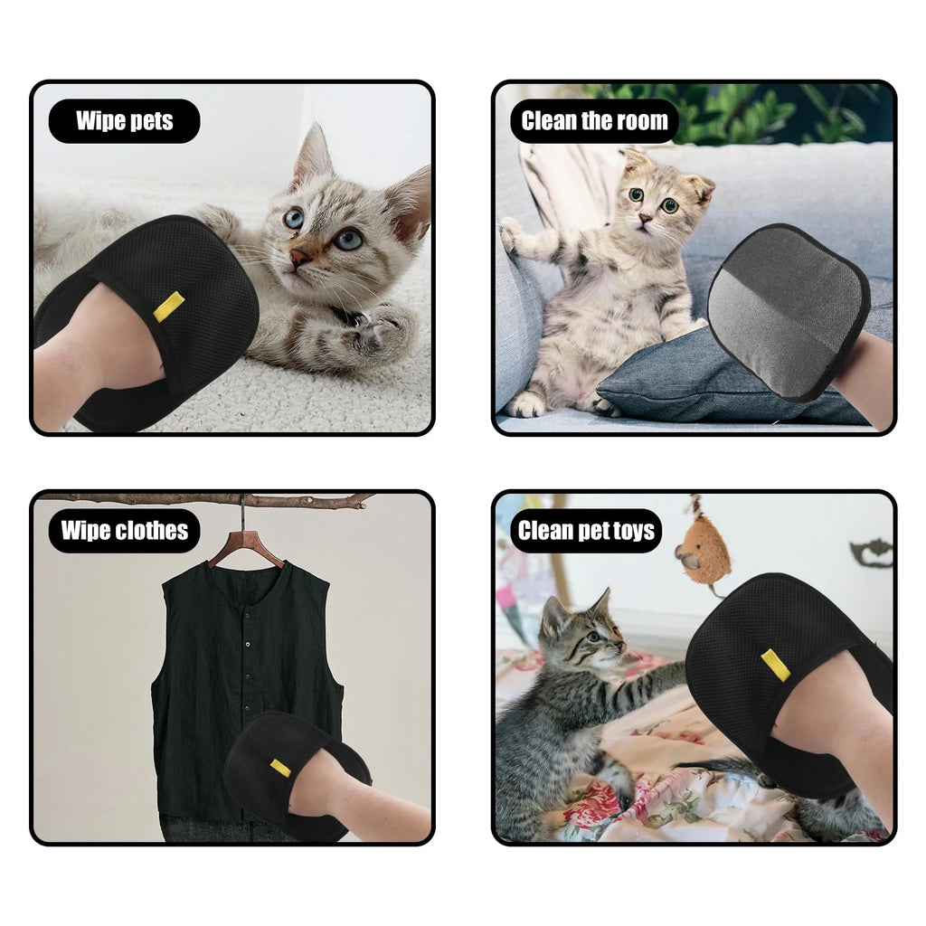 Pet Hair Removal Grooming Gloves — Deshed & Massage in One