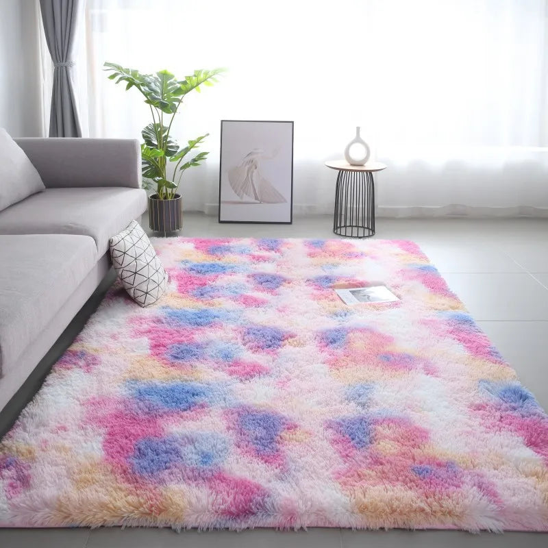 Tie-Dye Fluffy Plush Rug — Colorful, Cozy & Aesthetic